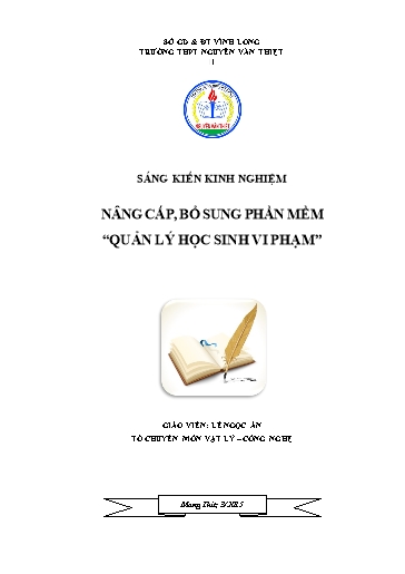 Sáng kiến kinh nghiệm Bổ sung, nâng cấp phần mềm Quản lý học sinh vi phạm