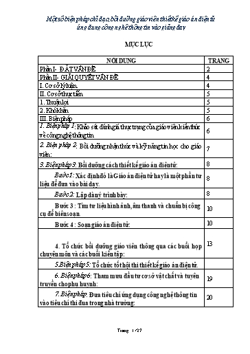 Sáng kiến kinh nghiệm Một số biện pháp chỉ đạo bồi dưỡng giáo viên thiết kế giáo án điện tử, ứng dụng công nghệ thông tin vào giảng dạy