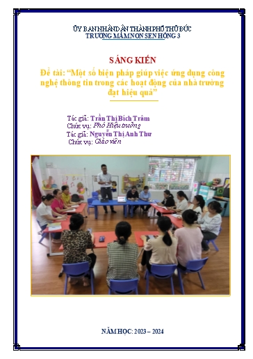 Sáng kiến kinh nghiệm Một số biện pháp giúp việc Ứng dụng Công nghệ thông tin trong các hoạt động của nhà trường đạt hiệu quả