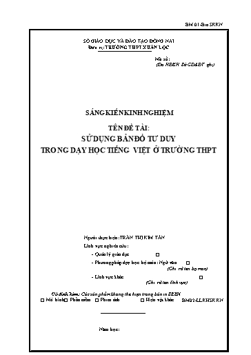 Sáng kiến kinh nghiệm Sử dụng bản đồ tư duy trong dạy học tiếng Việt ở trường Trung học phổ thông