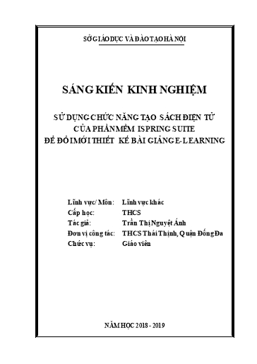 Sáng kiến kinh nghiệm Sử dụng chức năng tạo sách điện tử của phần mềm I-spring Suite để đổi mới thiết kế bài giảng E-learning