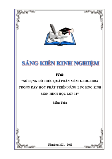 Sáng kiến kinh nghiệm Sử dụng có hiệu quả phần mềm Geogebra trong dạy học và phát triển năng lực học sinh môn Hình Học Lớp 11