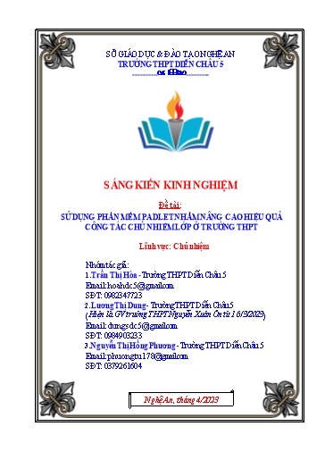Sáng kiến kinh nghiệm Sử dụng phần mềm Padlet nhằm nâng cao hiệu quả công tác chủ nhiệm lớp ở trường THPT