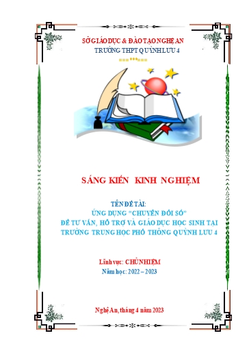 Sáng kiến kinh nghiệm Ứng dụng “chuyển đổi số” để tư vấn, hỗ trợ và giáo dục học sinh tại trường THPT Quỳnh Lưu 4