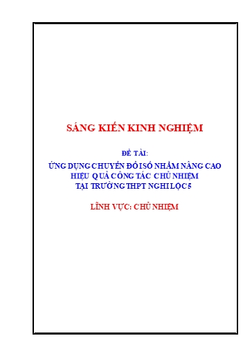Sáng kiến kinh nghiệm Ứng dụng chuyển đổi số nhằm nâng cao hiệu quả công tác chủ nhiệm tại trường THPT Nghi Lộc 5