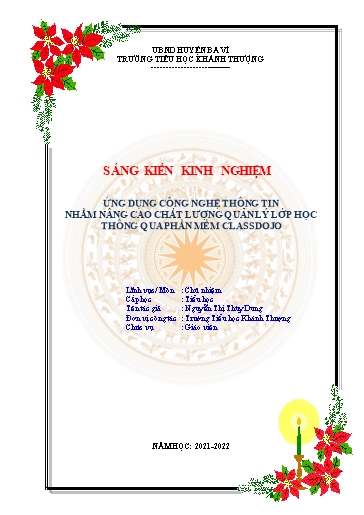 Sáng kiến kinh nghiệm Ứng dụng Công nghệ thông tin nhằm nâng cao chất lượng quản lý lớp thông qua phần mềm Classdojo