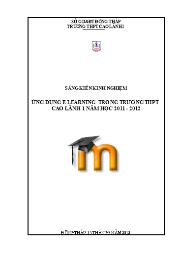 Sáng kiến kinh nghiệm Ứng dụng E-Learning trong trường THPT Cao Lãnh 1 năm học 2011-2012