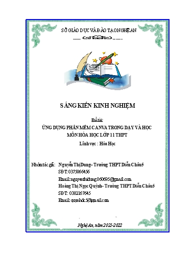 Sáng kiến kinh nghiệm Ứng dụng phần mềm Canva trong dạy và học môn Hóa học Lớp 11 THPT Sáng kiến kinh nghiệm Ứng dụng phần mềm Canva trong dạy và học môn Hóa học Lớp 11 THPT