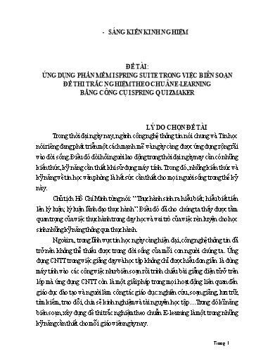 Sáng kiến kinh nghiệm Ứng dụng phần mềm Ispring Suite trong việc biên soạn đề thi trắc nghiệm theo chuẩn E-Learning bằng công cụ Ispring Quizmaker