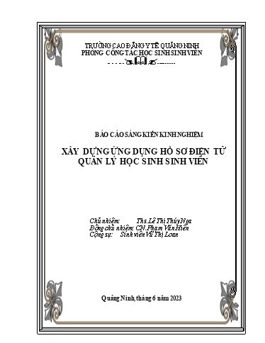 Sáng kiến kinh nghiệm Xây dựng ứng dụng hồ sơ điện tử quản lý học sinh sinh viên