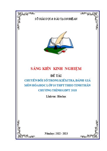 SKKN Chuyển đổi số trong kiểm tra, đánh giá môn Hóa học Lớp 10 THPT theo tinh thần chương trình GDPT 2018
