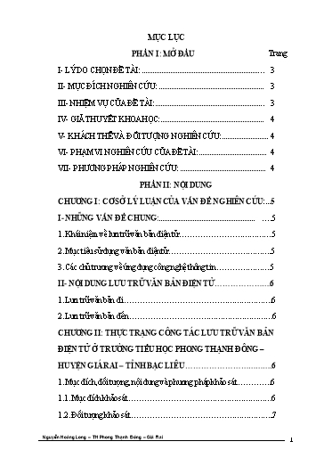 SKKN Một số biện pháp góp phần thực hiện tốt việc lưu trữ văn bản điện tử ở Trường Tiểu học Phong Thạnh Đông – huyện Giá Rai – tỉnh Bạc Liêu