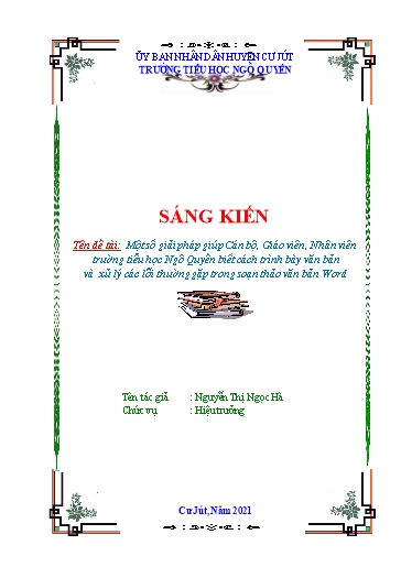 SKKN Một số giải pháp giúp Cán bộ, Giáo viên, Nhân viên trường tiểu học Ngô Quyền biết cách trình bày văn bản và xử lý các lỗi thường gặp trong soạn thảo văn bản Word
