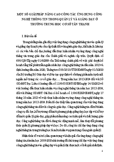 SKKN Một số giải pháp nâng cao công tác ứng dụng công nghệ thông tin trong quản lý và giảng dạy ở trường Trung học cơ sở Tân Thạnh