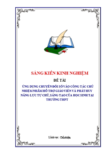 SKKN Ứng dụng chuyển đổi số vào công tác chủ nhiệm nhằm hỗ trợ giáo viên và phát huy năng lực tự chủ, sáng tạo của học sinh tại trường THPT Quỳnh Lưu 4