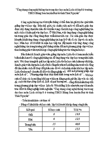 SKKN Ứng dụng công nghệ thông tin trong dạy học môn Lịch sử Lớp 8 ở trường THCS Hùng Sơn huyện Đại từ tỉnh Thái Nguyên