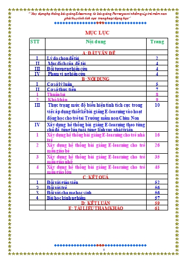 SKKN Xây dựng hệ thống bài giảng E-learning từ bài giảng Powerpoint nhằm giúp trẻ mầm non phát huy tính tích cực trong hoạt động học