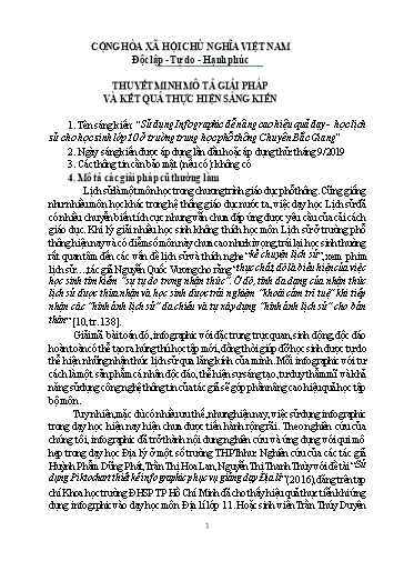 Thuyết minh Giải pháp Sử dụng Infographic để nâng cao hiệu quả dạy - Học lịch sử cho học sinh Lớp 10 ở trường Trung học phổ thông Chuyên Bắc Gia
