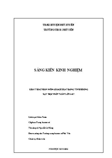 Sáng kiến kinh nghiệm Khai thác phần mềm Geogebra trong tình huống dạy học môn Toán 6&7