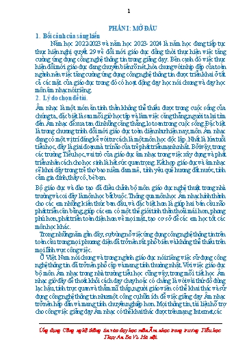 Sáng kiến kinh nghiệm Ứng dụng CNTT trong giảng dạy học môn Âm nhạc ở trường Tiểu học